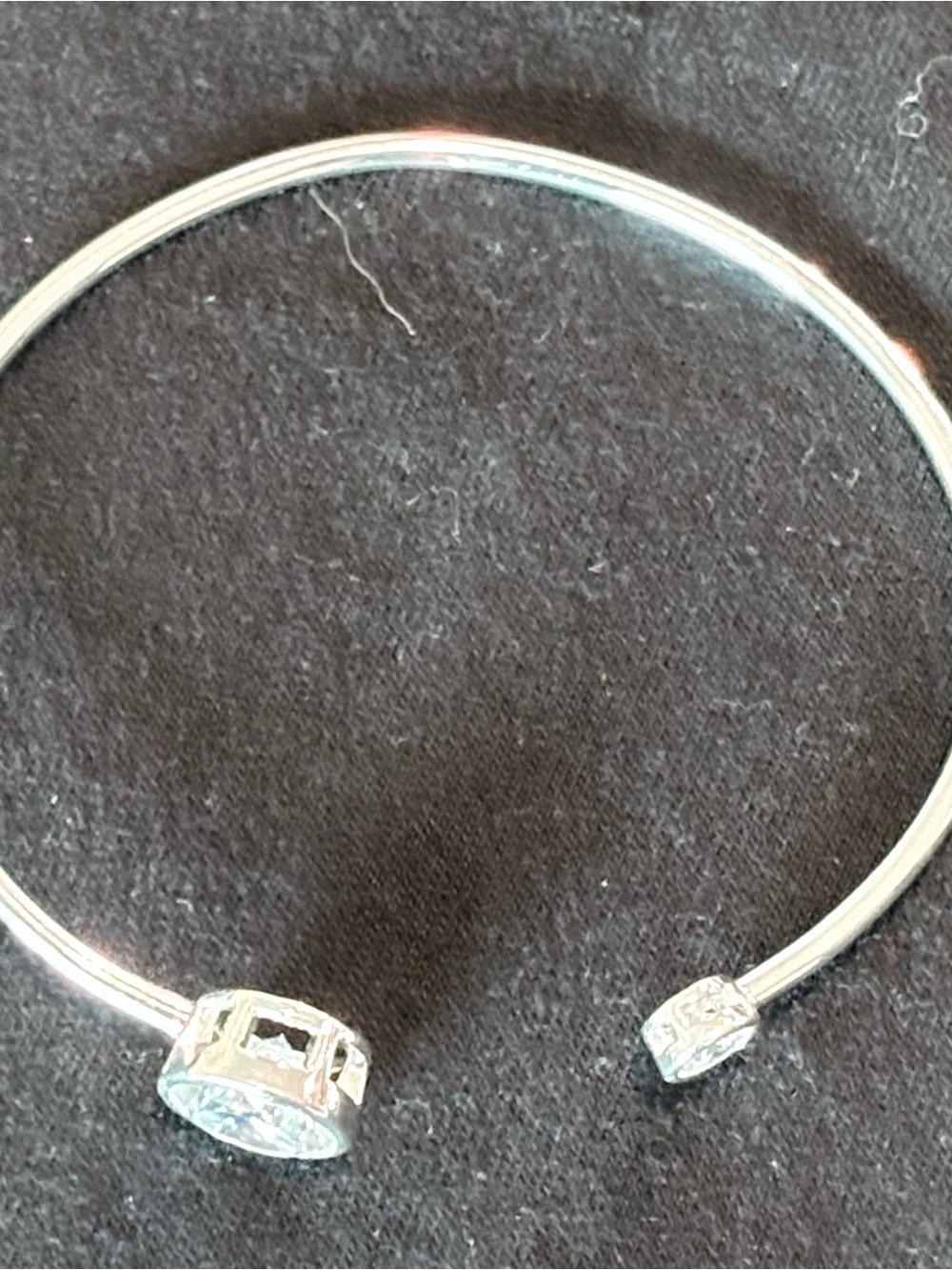 Sterling Silver Open Cuff Bracelet with Clear Cubic Zirconia - Picture 3 of 3